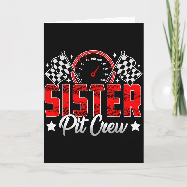 Tarjeta Race Car Birthday Party Racing Family Sister T Cre (Anverso)