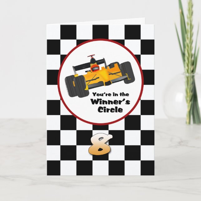 Tarjeta Race Car Happy 8Birday Card (Anverso)