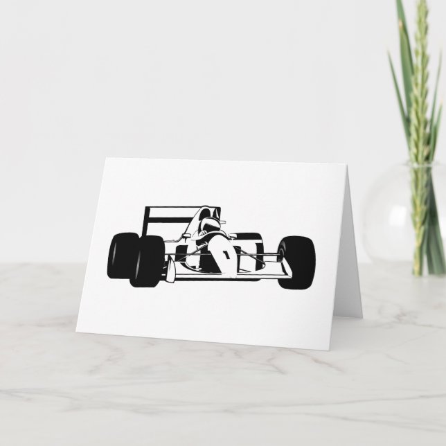 Tarjeta Race Car Silhouette blanco y negro (Anverso)