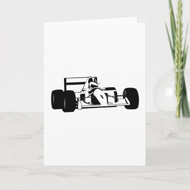 Tarjeta Race Car Silhouette blanco y negro (Anverso)