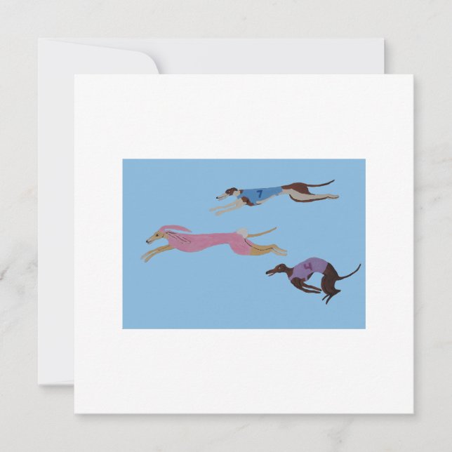 Tarjeta Racing Greyhounds with lead dog in Bunny suit (Anverso)