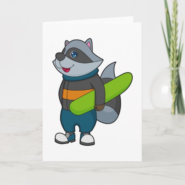 Tarjeta Racoon como Snowboard con Snowboard (Anverso)