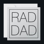 Tarjeta Rad Dad plaza de tipografía negra minimalista mode<br><div class="desc">Tipografía negra de Rad Dad dentro de la minimalista tipografía moderna cuadrada elegante diversión cool tarjeta del Día del Padre. Texto negro dentro del cuadrado con borde negro. Gran regalo para tu padre por el Día del Padre o por su cumpleaños. Compruebe que el resto de la colección coincida y...</div>