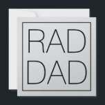 Tarjeta Rad Dad plaza de tipografía negra minimalista mode<br><div class="desc">Tipografía negra de Rad Dad dentro de la minimalista tipografía moderna cuadrada elegante diversión cool tarjeta del Día del Padre. Texto negro dentro del cuadrado con borde negro. Gran regalo para tu padre por el Día del Padre o por su cumpleaños. Compruebe que el resto de la colección coincida y...</div>
