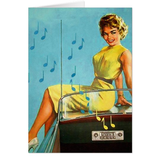 Tarjeta Radio retra del rock-and-roll del kitsch 50s del
