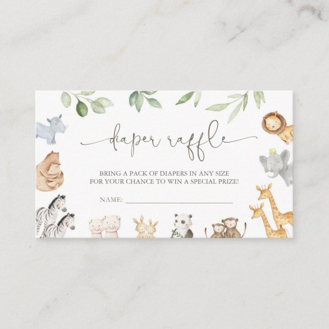 Tarjeta Raffle Ark Diaper de Noah (Anverso)