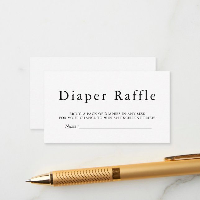 Tarjeta Raffle Baby Shower Mínima EMELIA (Anverso/Reverso In Situ)