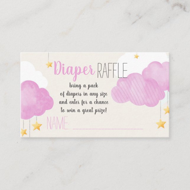 Tarjeta Raffle Cloud 9 Baby Shower Pink Diaper (Anverso)