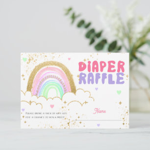 Tarjeta Raffle con pañal Rainbow Gold Baby Shower