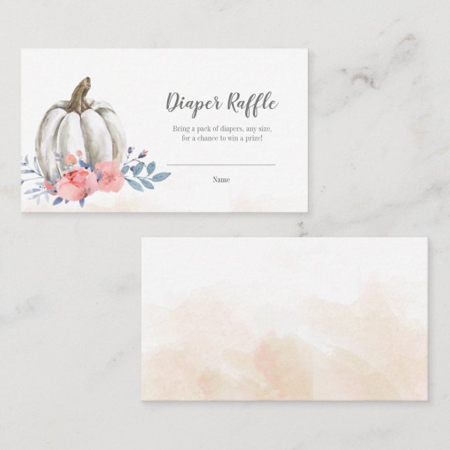 Tarjeta Raffle de calabaza Baby Shower Floral Diap (Anverso / Reverso)