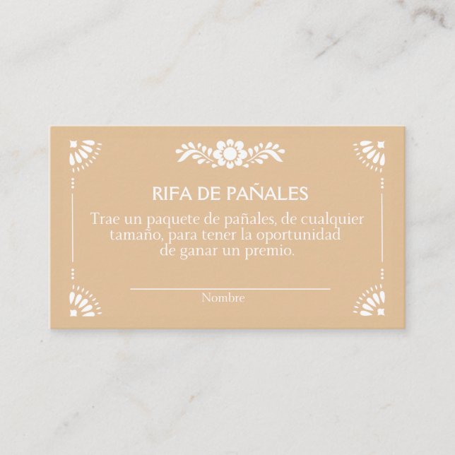 Tarjeta Raffle de cierre para cielito Lindo Brown (Anverso)