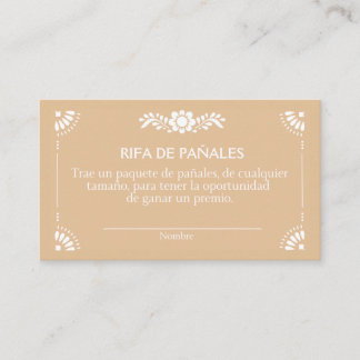 Tarjeta Raffle de cierre para cielito Lindo Brown