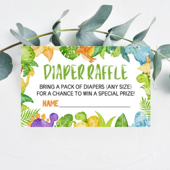 Tarjeta Raffle de Diaper Baby Shower de Dinosaur T (Subido por el creador)
