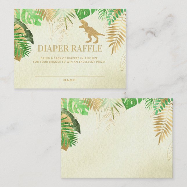 Tarjeta Raffle de Diaper Baby Shower Dinosaur de c (Anverso / Reverso)