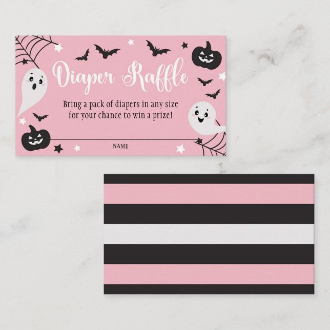 Tarjeta Raffle de Diaper Baby Shower Ghost Rosa (Anverso / Reverso)