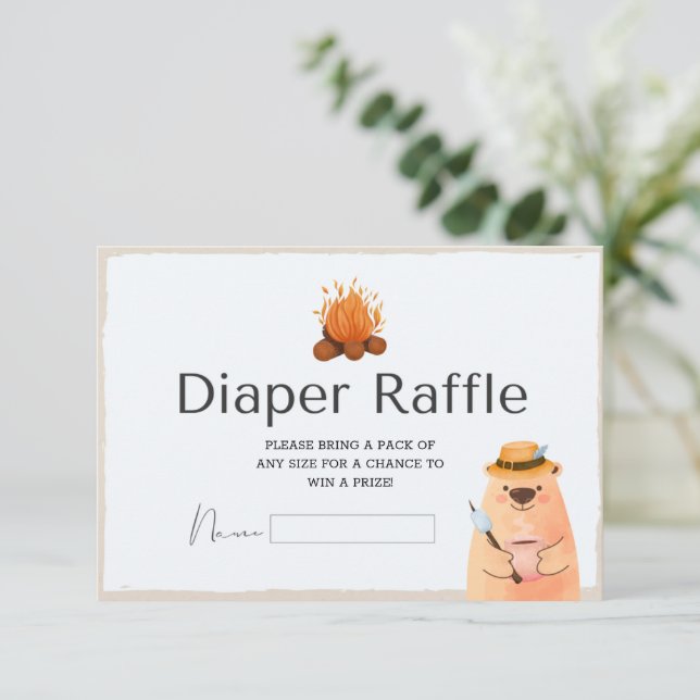 Tarjeta Raffle de Diaper Baby Shower para Oso de C (Anverso de pie)