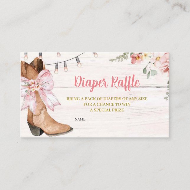 Tarjeta Raffle de Diaper Bow Rosa (Anverso)