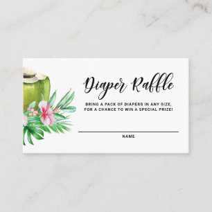 Tarjeta Raffle de Diaper de Coco Tropical Baby Sho