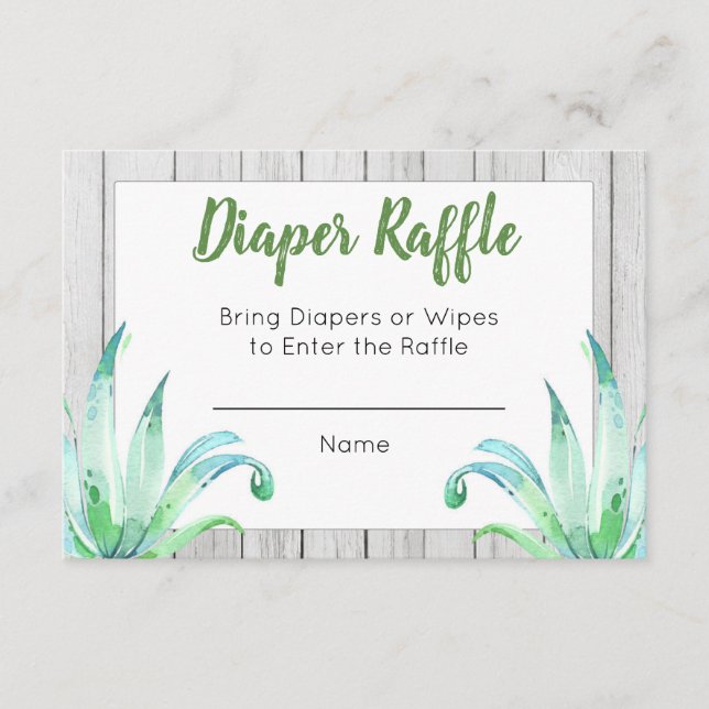 Tarjeta Raffle de Diaper de Dinosaurio Rústico (Anverso)