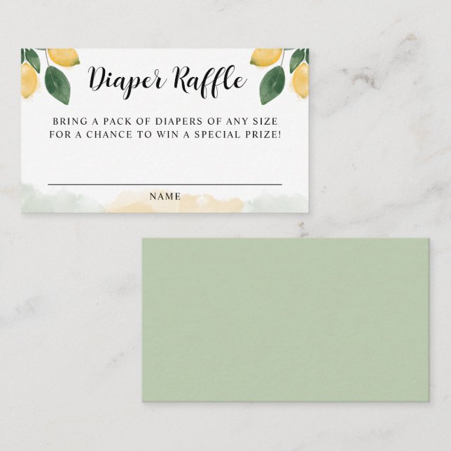 Tarjeta Raffle de Diaper de juego de Baby Shower d (Anverso / Reverso)