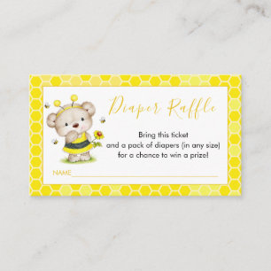 Tarjeta Raffle de Diaper de Teddy Bear Bumblebee