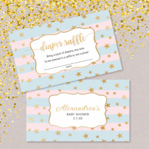 Tarjeta Raffle de pañal azul rosa