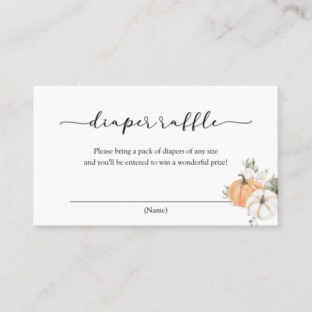 Tarjeta Raffle de pañal de calabaza de otoño (Anverso)