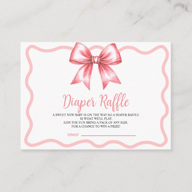 Tarjeta Raffle de pañal de cinta rosa para Baby Sh (Anverso)