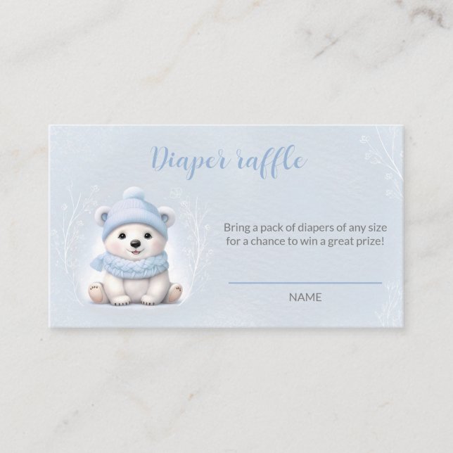 Tarjeta Raffle de pañal de invierno azul Bear Baby (Anverso)
