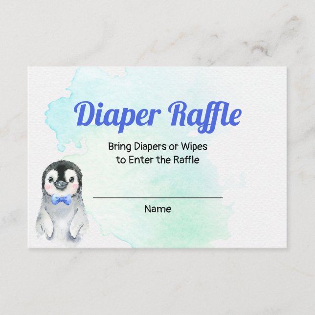 Tarjeta Raffle de pañal de invierno de niño pingüi (Anverso)