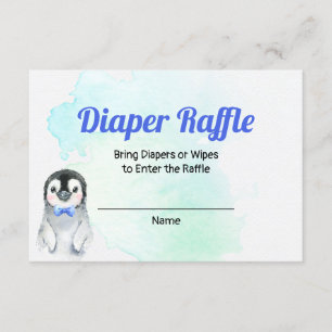 Tarjeta Raffle de pañal de invierno de niño pingüi