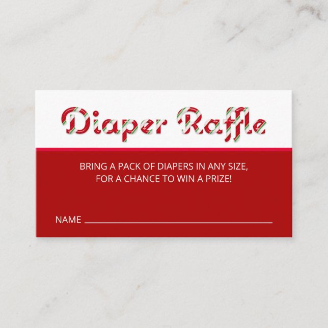Tarjeta Raffle de pañal para bebé Santa (Candy roj (Anverso)