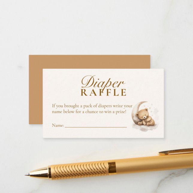 Tarjeta Raffle de pañal para pañales Baby Shower N (Anverso/Reverso In Situ)