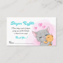 Tarjeta Raffle de pañal rosa de Baby Shower para g