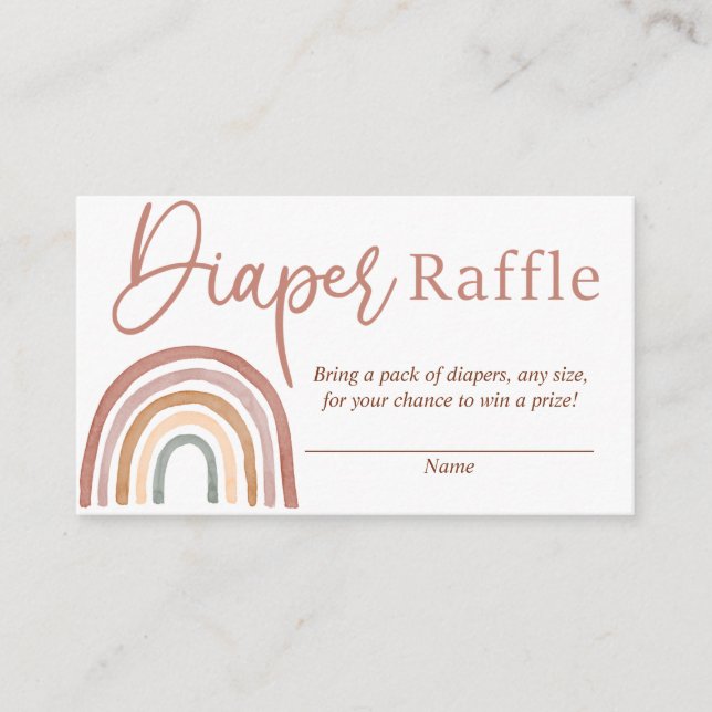 Tarjeta Raffle de pañales arcoiris de tonos apagad (Anverso)