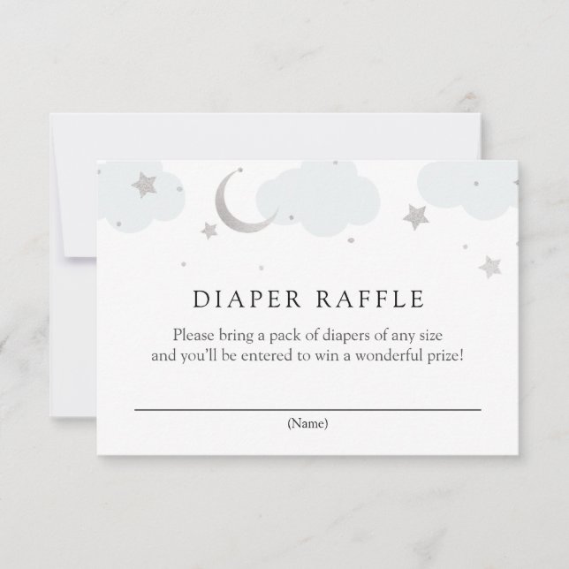 Tarjeta Raffle de pañales azul de plata sobre la l (Anverso)