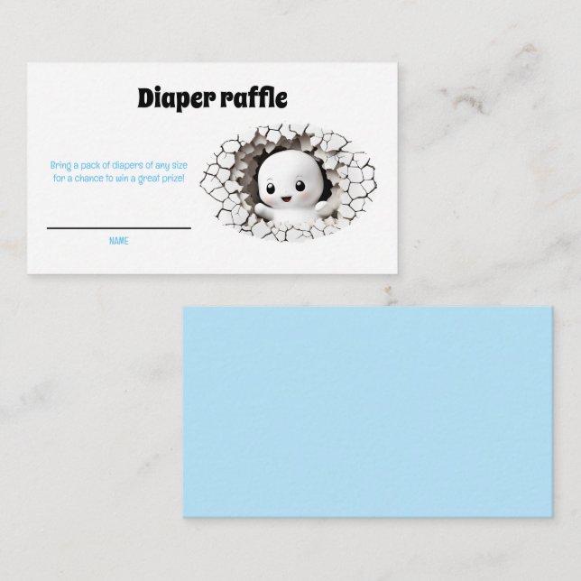 Tarjeta Raffle de pañales Baby Shower azul fantasm (Anverso / Reverso)