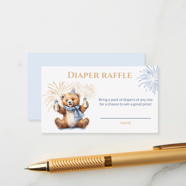 Tarjeta Raffle de pañales Baby Shower Blue Boy de  (Anverso/Reverso In Situ)