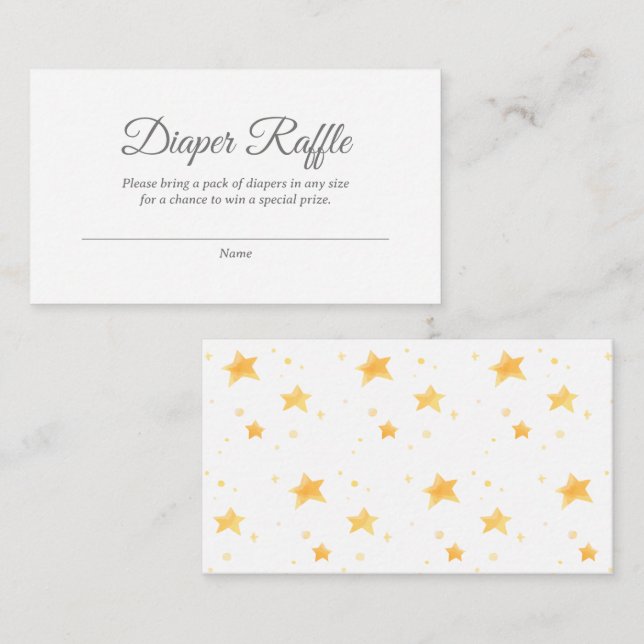 Tarjeta Raffle de pañales Baby Shower Gold Stars (Anverso / Reverso)