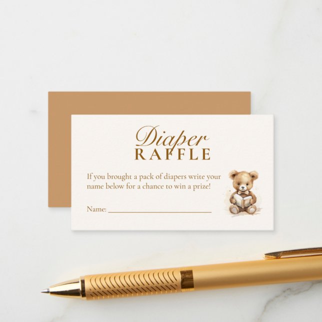 Tarjeta Raffle de pañales Baby Shower Neutral para (Anverso/Reverso In Situ)