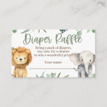 Tarjeta Raffle de pañales Baby Shower para animale