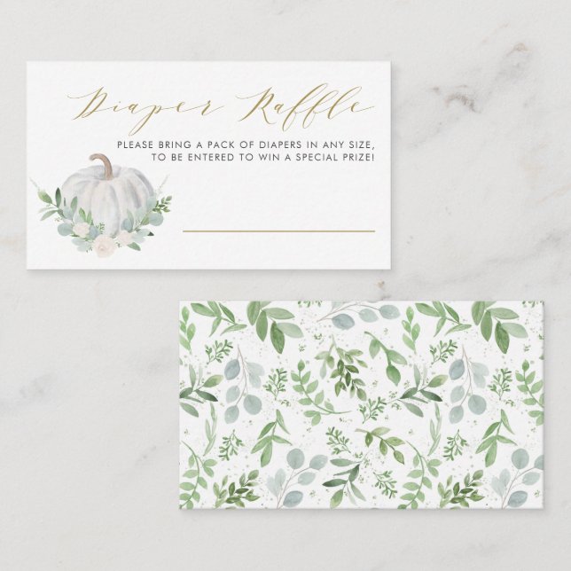 Tarjeta Raffle de pañales Baby Shower para calabaz (Anverso / Reverso)