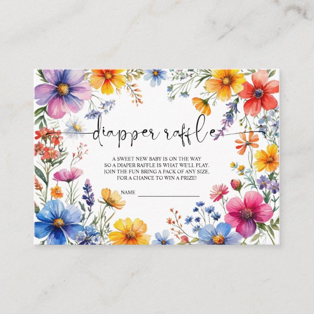 Tarjeta Raffle de pañales Baby Shower para flores  (Anverso)