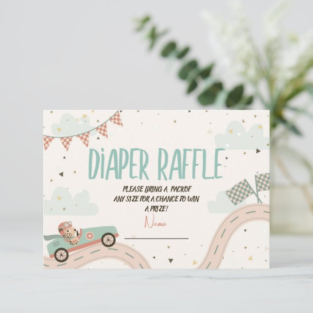 Tarjeta Raffle de pañales Baby Shower rápida para  (Anverso de pie)