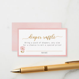 Tarjeta Raffle de pañales Baby Shower rosa Rubor