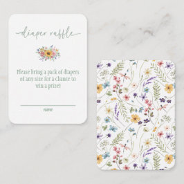 Tarjeta Raffle de pañales Baby Shower verde de flo