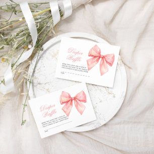 Tarjeta Raffle de pañales de arco rosado de Rubor