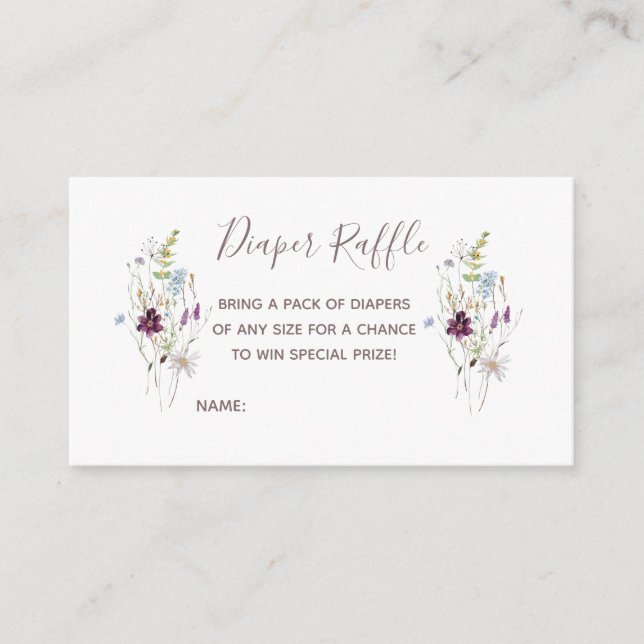 Tarjeta Raffle de pañales de flores silvestres, ta (Anverso)