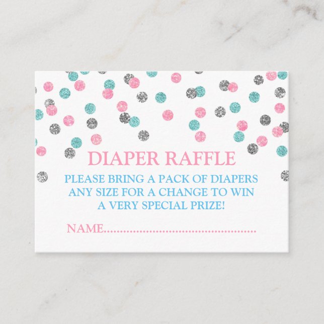 Tarjeta Raffle de pañales de puntos rosados de pla (Anverso)