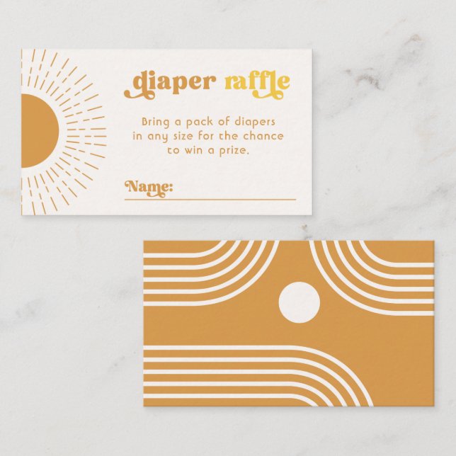 Tarjeta Raffle de pañales de sol editable (Anverso / Reverso)